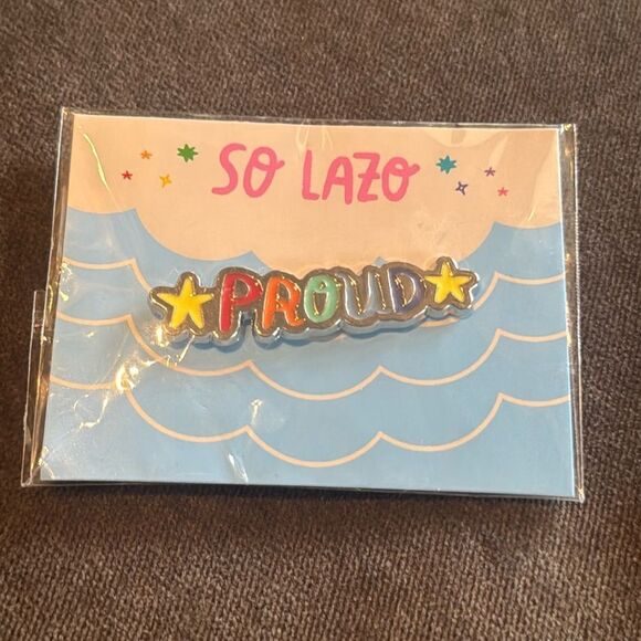 PROUD Pride Enamel Pin Badge by So Lazo NEW - Picture 2 of 5